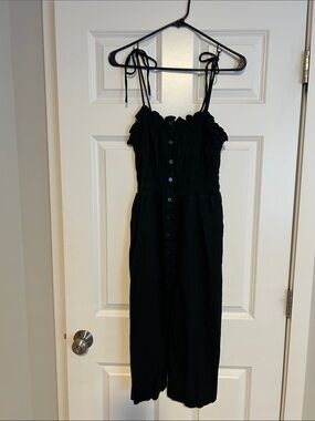 Universal Thread Black Tie-Shoulder Button-Front Midi Dress